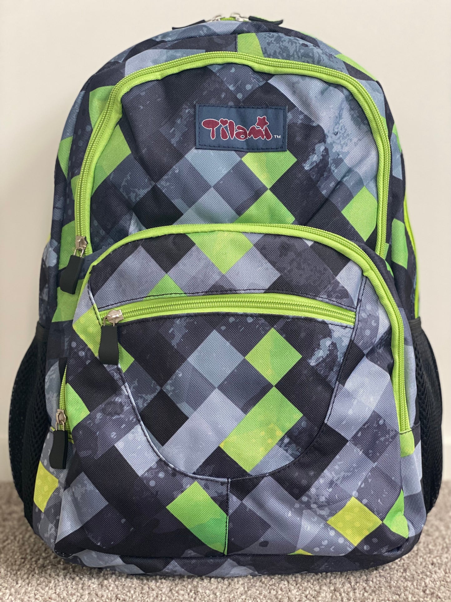 Green Checkered backpack 14 Inch