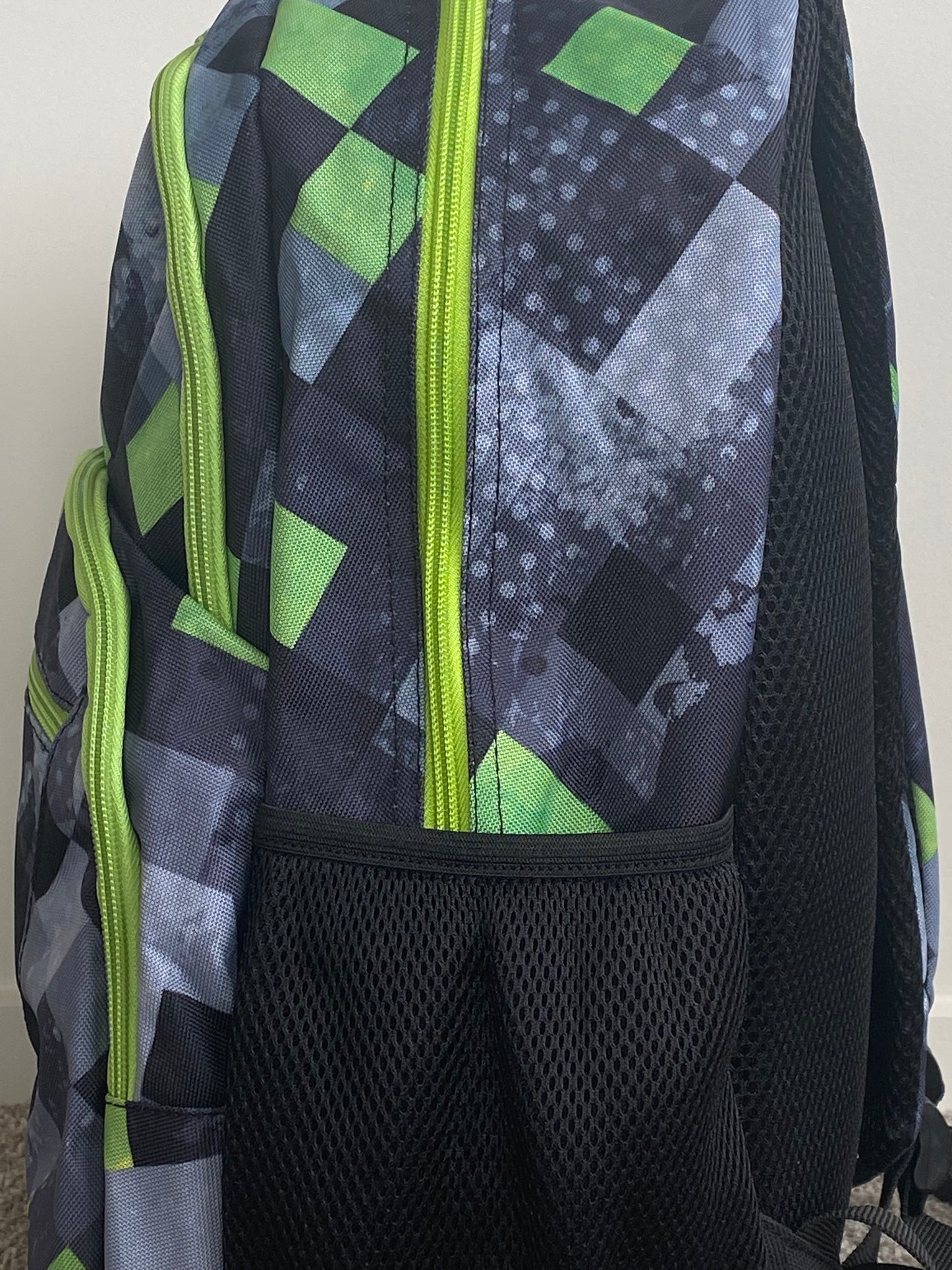 Green Checkered Backpack 17 Inch