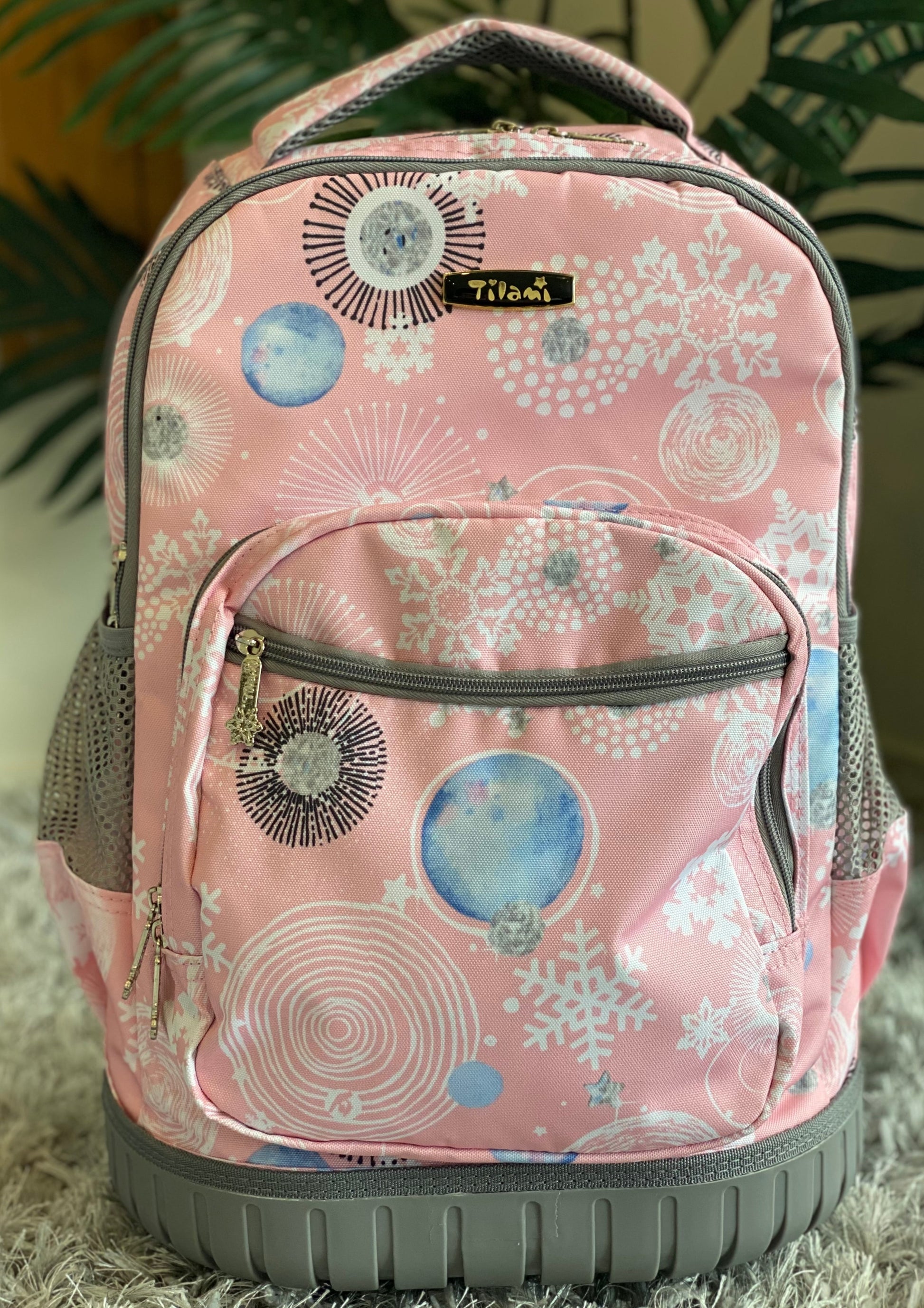 Pink snowflake wheelie bag